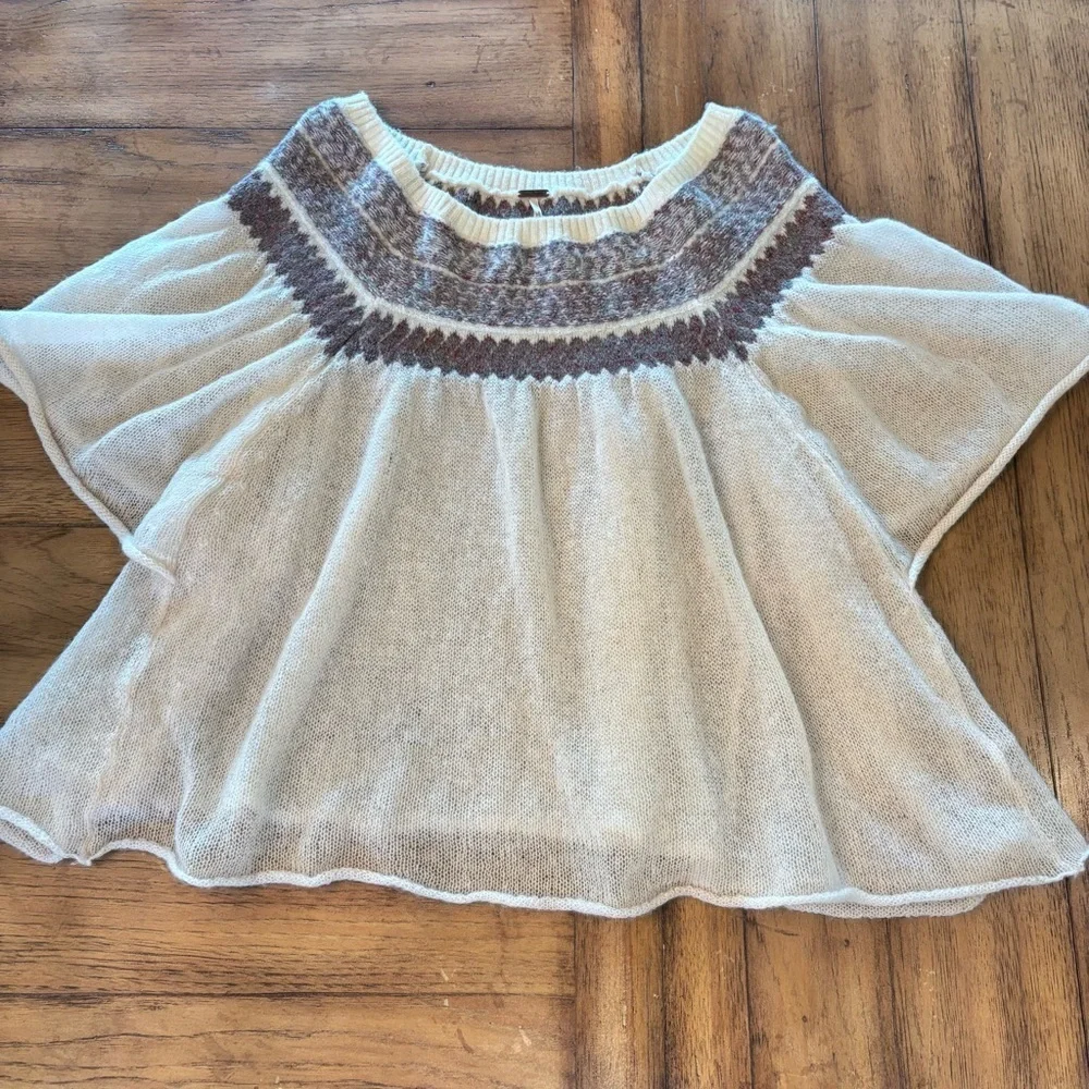 Free People Lock Lomand Sweater Top,Medium,Semi-Sheer Festival Gypsy Boho Hippie
